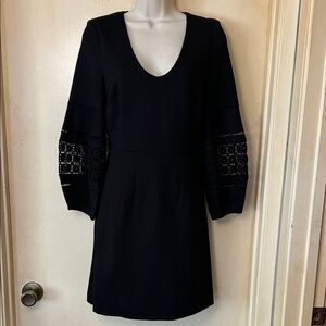 Trina Turk Black Long Sleeve Dress with Lace Sleeves size 2